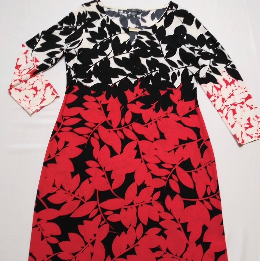 COVINGTON Long Sleeve Print Shift Dress